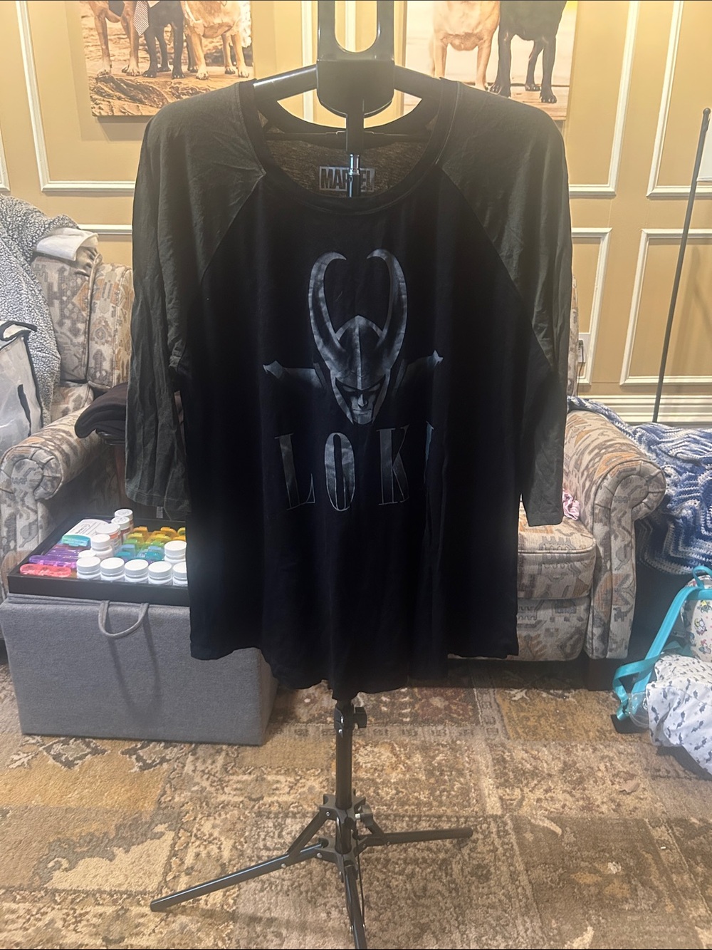 Marvel Black Loki Graphic Raglan Long Sleeve Shirt